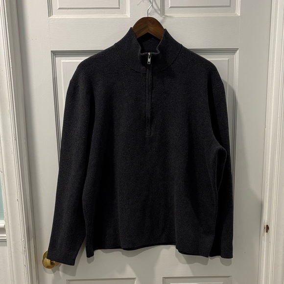 Everlane No Sweat Half Zip Sweater Men’s Size Lg Organic Cotton Preppy Charcoal - Picture 9 of 9